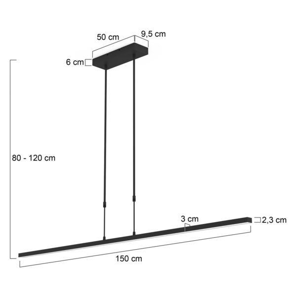 Steinhauer Bande hanglamp – Ingebouwd (LED) – zwart - Afbeelding 6