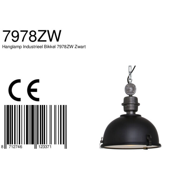Steinhauer Bikkel hanglamp - ø32 cm - in hoogte verstelbaar - E27 - zwart met staal - Image 6