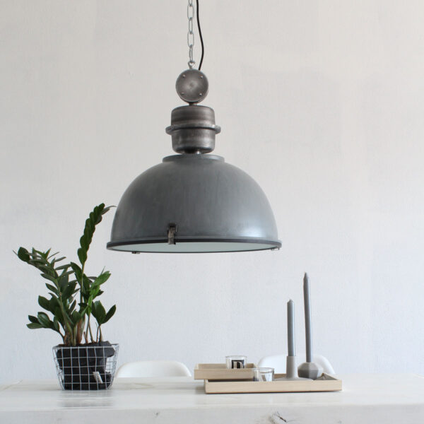 Steinhauer Bikkel industriële hanglamp - Ø42 cm - met glasplaat onderzijde - verweerd grijs - Image 3