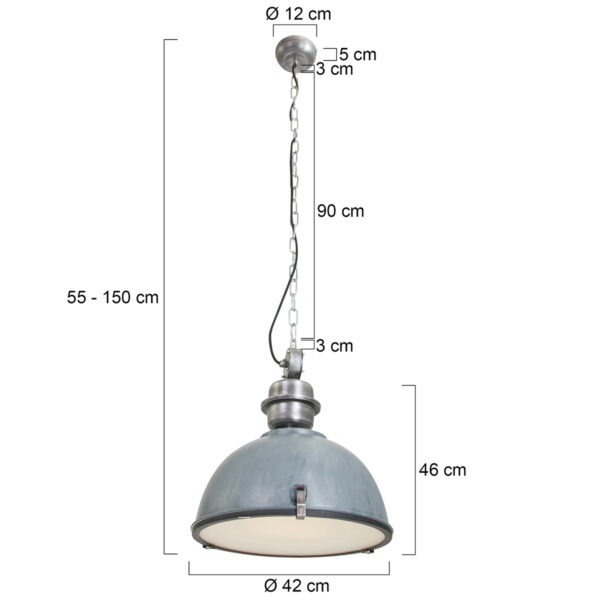 Steinhauer Bikkel industriële hanglamp - Ø42 cm - met glasplaat onderzijde - verweerd grijs - Image 7