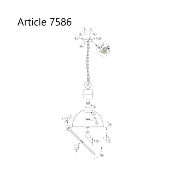Steinhauer Bikkel industriële hanglamp - Ø42 cm - met glasplaat onderzijde - verweerd grijs - Image 9