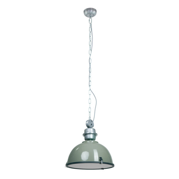Steinhauer Bikkel industriële hanglamp - Ø42 cm - met glasplaat onderzijde - olijf groen - Image 12