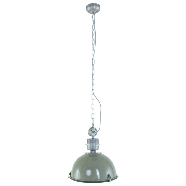 Steinhauer Bikkel industriële hanglamp - Ø42 cm - met glasplaat onderzijde - olijf groen - Image 9