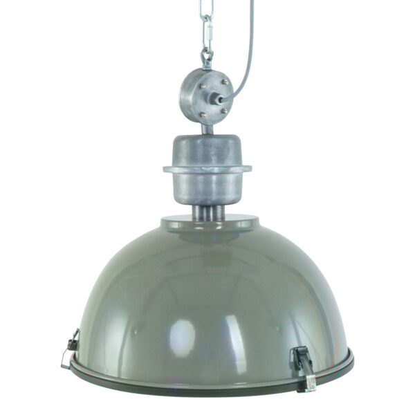 Steinhauer Bikkel industriële hanglamp - Ø42 cm - met glasplaat onderzijde - olijf groen - Image 10