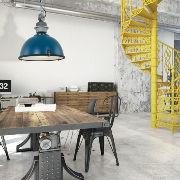 Steinhauer Bikkel industriële hanglamp - Ø42 cm - met glasplaat onderzijde - donkerblauw - Image 2