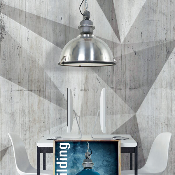 Steinhauer Bikkel industriële hanglamp - Ø42 cm - met glasplaat onderzijde - glimmend staal - Image 2