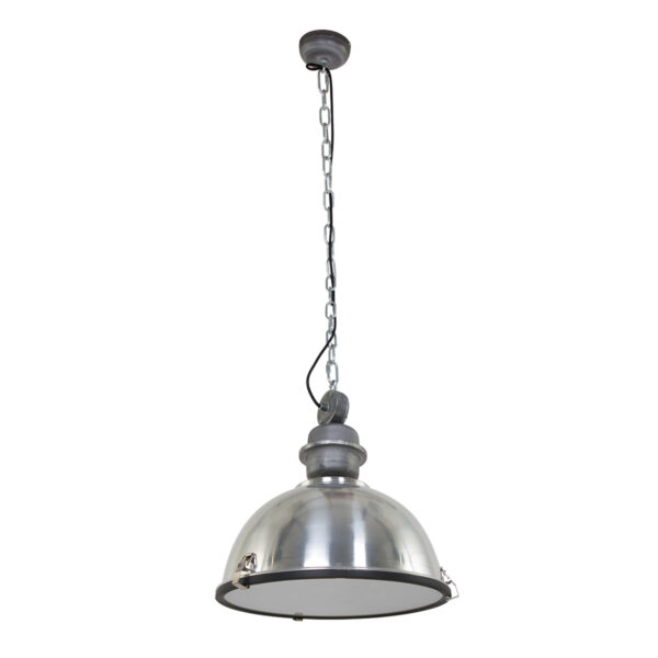 Steinhauer Bikkel industriële hanglamp - Ø42 cm - met glasplaat onderzijde - glimmend staal - Image 11