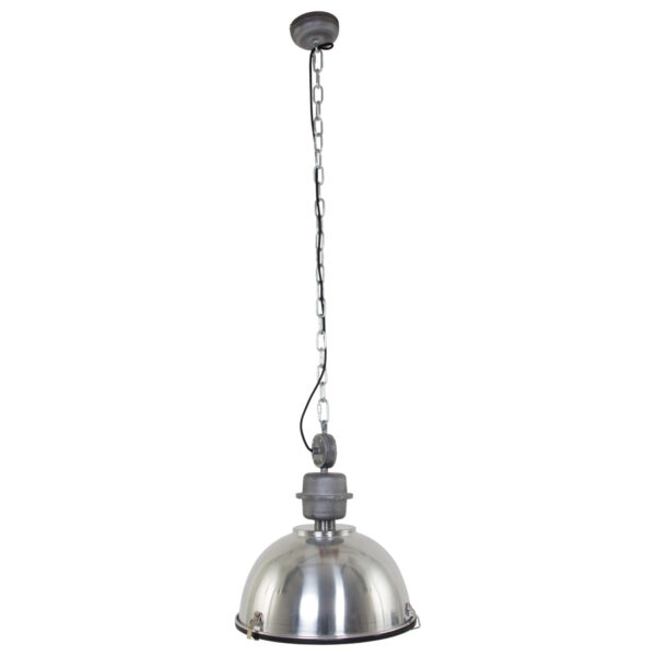 Steinhauer Bikkel industriële hanglamp - Ø42 cm - met glasplaat onderzijde - glimmend staal - Image 12