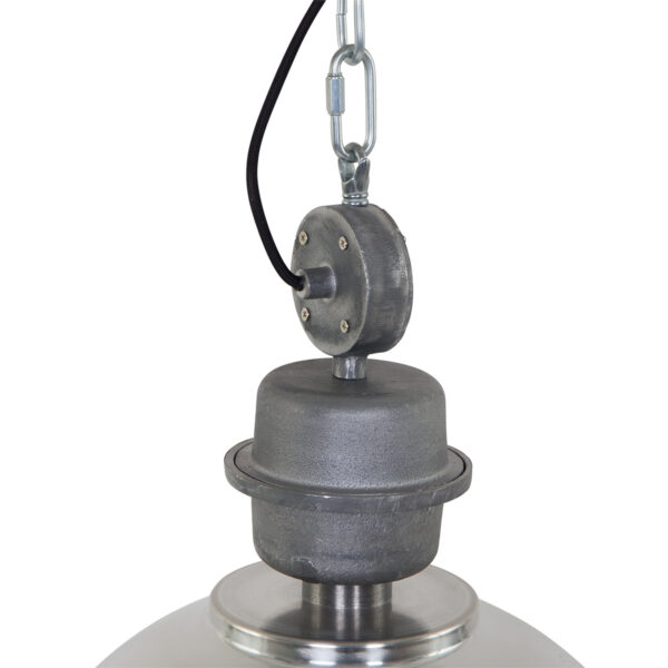 Steinhauer Bikkel industriële hanglamp - Ø42 cm - met glasplaat onderzijde - glimmend staal - Image 3