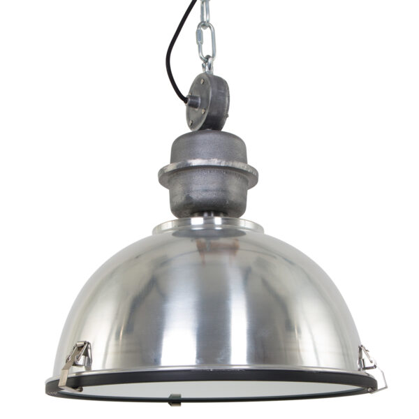 Steinhauer Bikkel industriële hanglamp - Ø42 cm - met glasplaat onderzijde - glimmend staal - Image 4