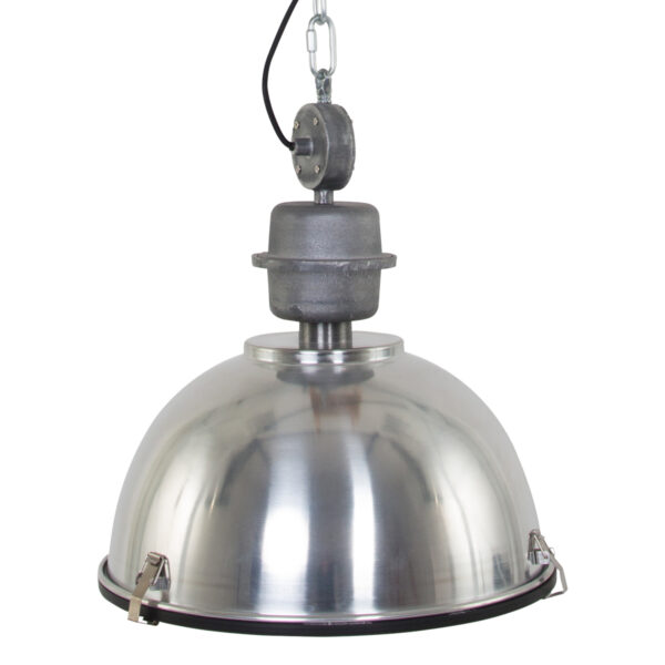 Steinhauer Bikkel industriële hanglamp - Ø42 cm - met glasplaat onderzijde - glimmend staal - Image 9