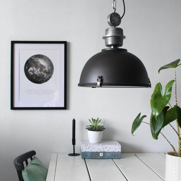 Steinhauer Bikkel fabriekslamp - glasplaat - Ø42 cm - robuuste details - zwart - Image 2
