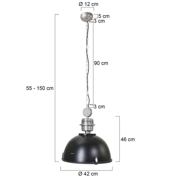 Steinhauer Bikkel fabriekslamp - glasplaat - Ø42 cm - robuuste details - zwart - Image 7