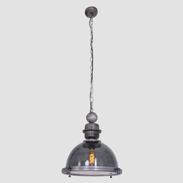 Steinhauer Bikkel hanglamp - rookglas - Ø40 cm - industriële details - grijs - Image 11