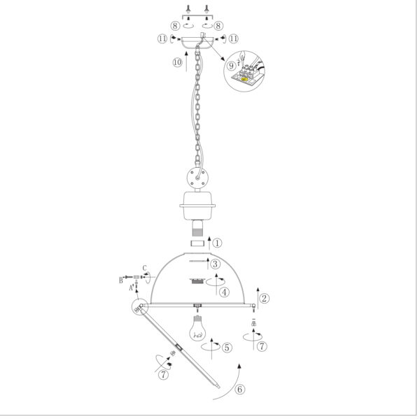 Steinhauer Bikkel hanglamp - rookglas - Ø40 cm - industriële details - grijs - Image 9