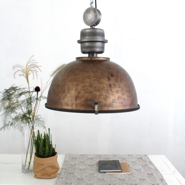 Steinhauer Bikkel XXL hanglamp - industrieel - ø52 cm - met glasplaat - bestempeld bruin - Image 2