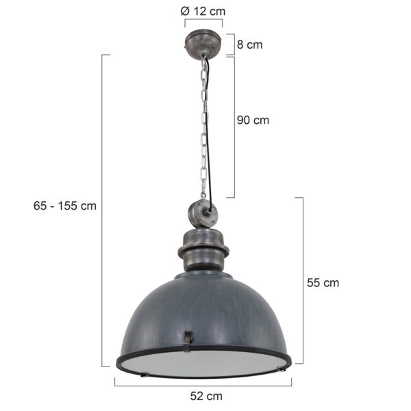 Steinhauer Bikkel XXL hanglamp - industrieel - ø52 cm - met glasplaat - betongrijs - Image 5