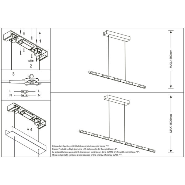 Steinhauer Bloc hanglamp – Ingebouwd (LED) – staal en transparant - Image 7