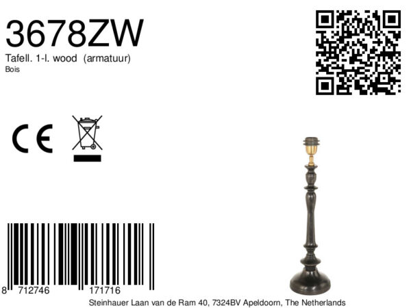 Klassieke zwarte voet goud tafellamp Steinhauer Bois - Image 6