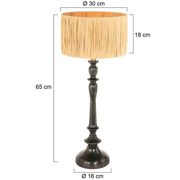 Rustieke zwarte tafellamp rotan lampenkap Steinhauer Bois - Image 5