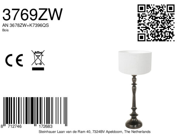 Klassieke wit zwarte tafellamp Steinhauer Bois - Image 6