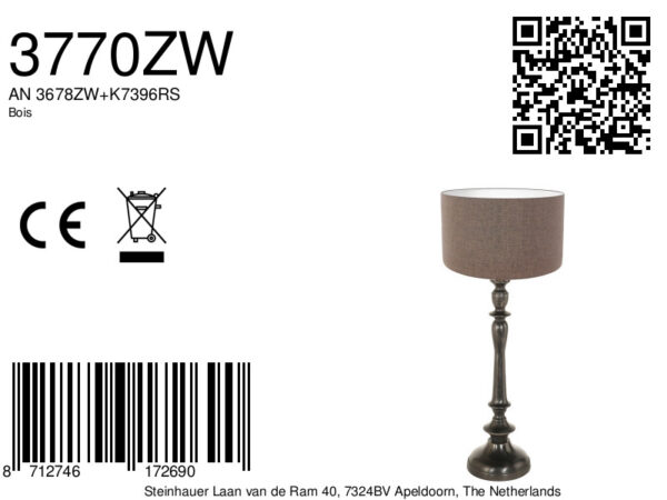 Klassieke ronde tafellamp bruin zwart Steinhauer Bois - Image 6