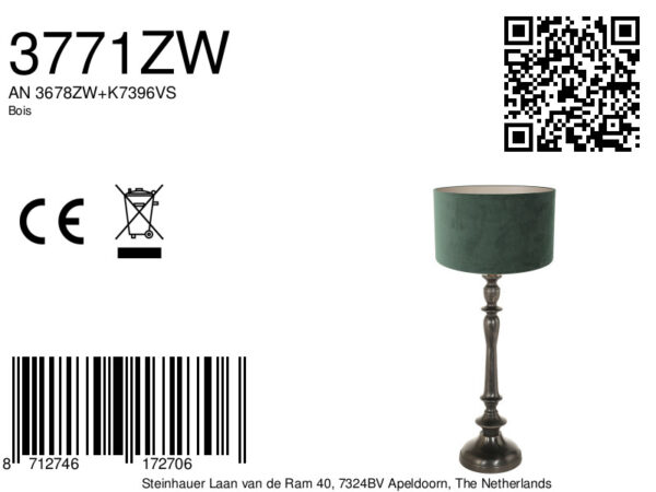 Retro groene tafellamp zwarte voet Steinhauer Bois - Image 6