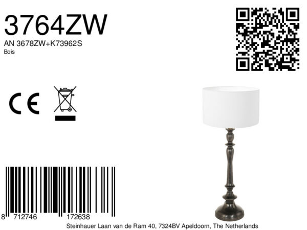 Klassieke wit zwarte tafellamp Steinhauer Bois - Image 6