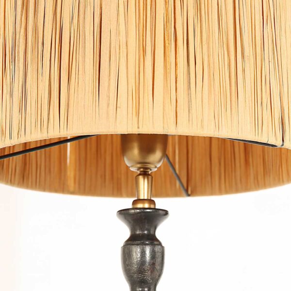 Rustieke zwarte tafellamp rotan lampenkap Steinhauer Bois - Image 10