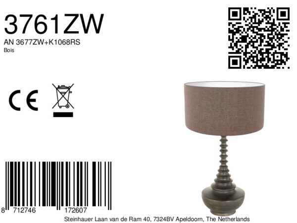 Klassieke zwart bruine tafellamp Steinhauer Bois - Image 6