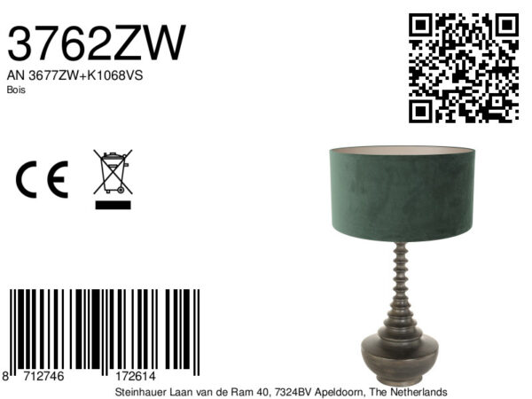 Retro groene tafellamp zwarte voet Steinhauer Bois - Image 6