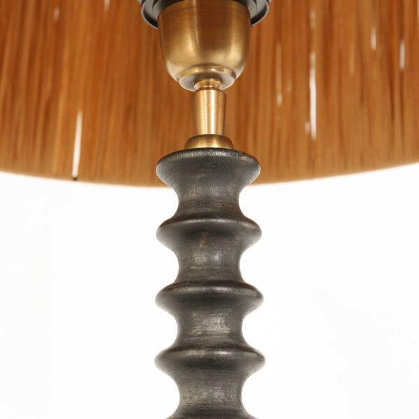 Rustieke zwart beige rotan tafellamp Steinhauer Bois - Image 9