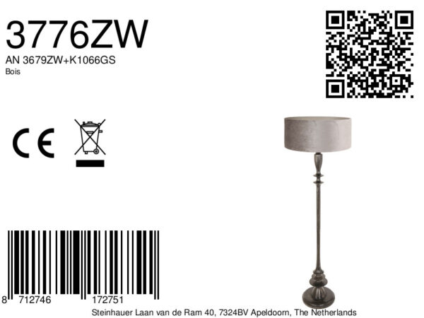 Klassieke zilver zwarte vloerlamp Steinhauer Bois - Image 6