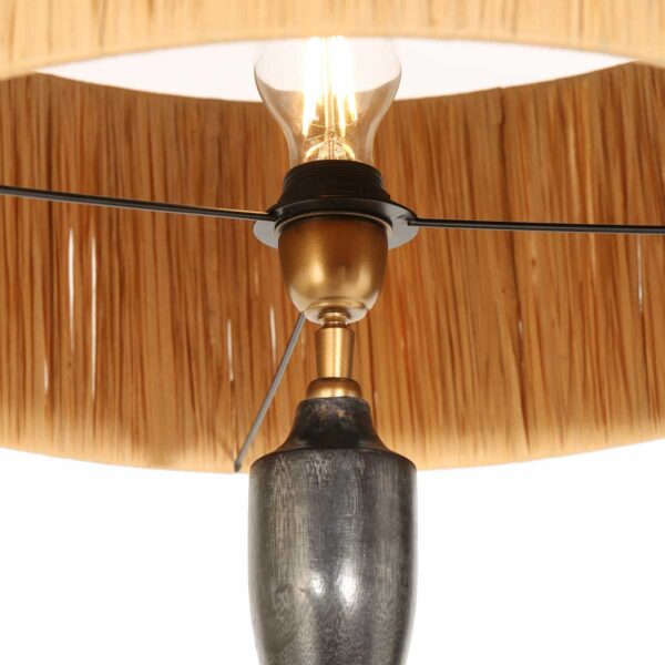 Rustieke ronde rotan vloerlamp zwart Steinhauer Bois - Image 10