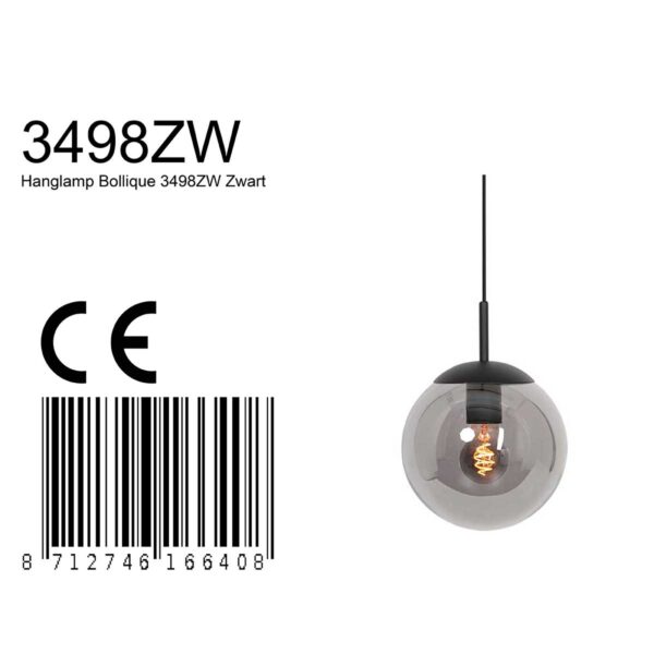 Steinhauer Bollique hanglamp – In hoogte verstelbaar – E27 (grote fitting) – smokeglas en zwart - Image 7