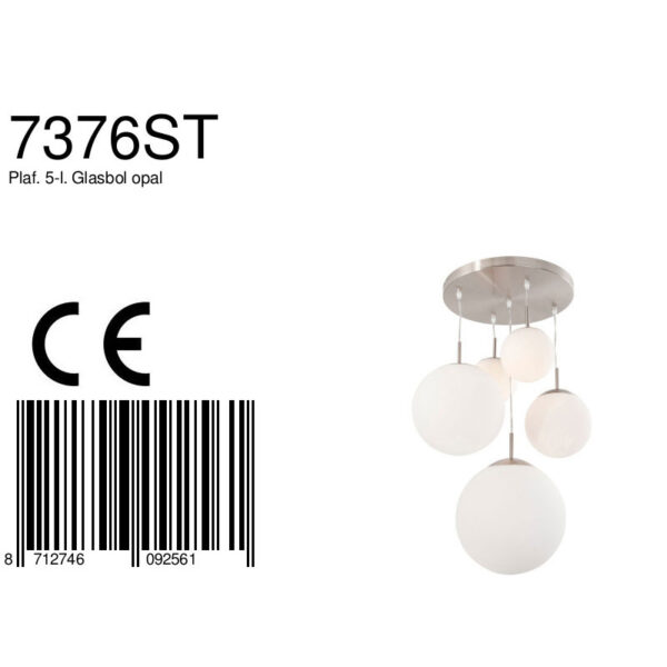 Steinhauer Bollique hanglamp | vijflichts | 63 cm breed | 5x E27 | staal - Image 8