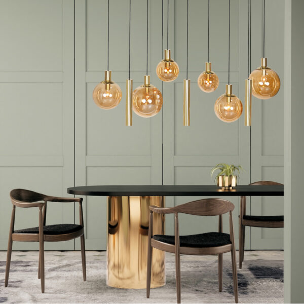 Steinhauer Bollique hanglamp – In hoogte verstelbaar – E27 + GU10 – messing en zwart - Image 2