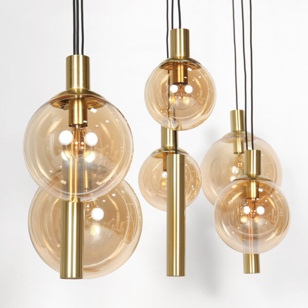 Steinhauer Bollique hanglamp – In hoogte verstelbaar – E27 + GU10 – messing en zwart - Image 3