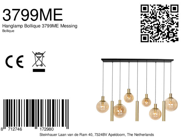 Steinhauer Bollique hanglamp – In hoogte verstelbaar – E27 + GU10 – messing en zwart - Image 7