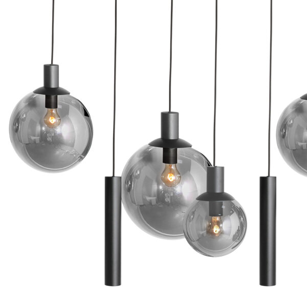 Steinhauer Bollique hanglamp – In hoogte verstelbaar – E27 + GU10 – smokeglas en zwart - Image 2