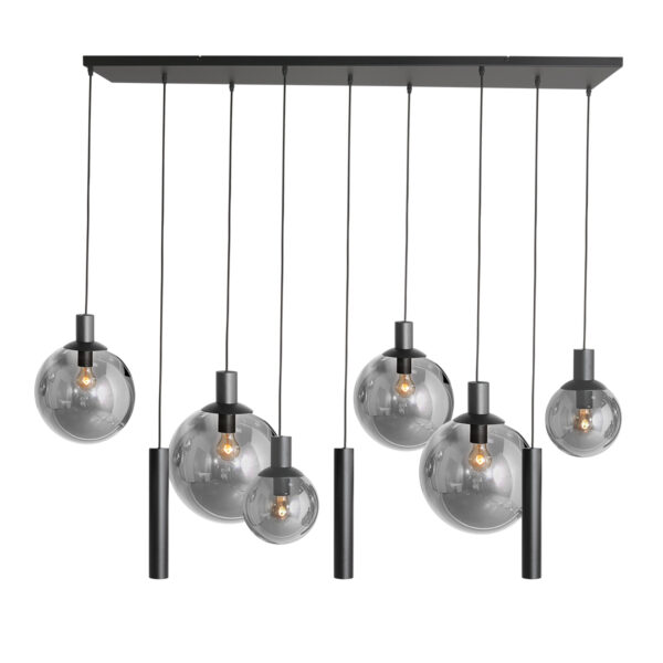 Steinhauer Bollique hanglamp – In hoogte verstelbaar – E27 + GU10 – smokeglas en zwart - Image 6