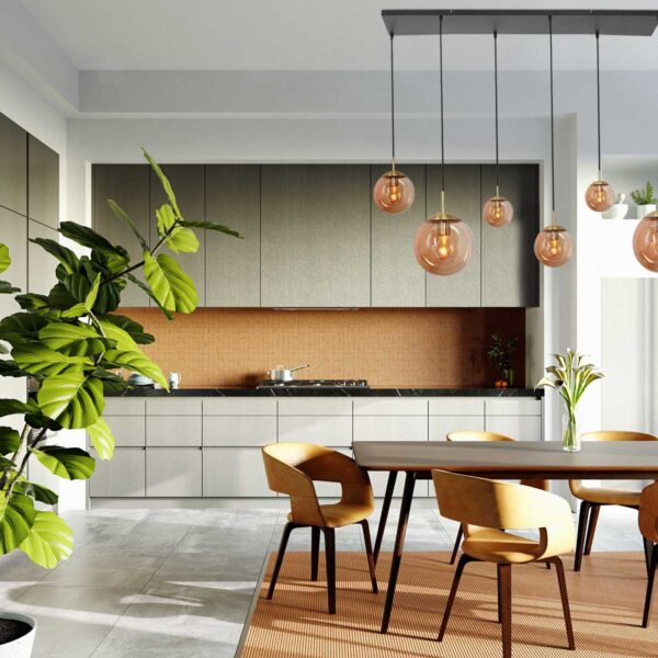 Steinhauer Bollique hanglamp – In hoogte verstelbaar – E27 (grote fitting) – amberkleurig en zwart - Image 2