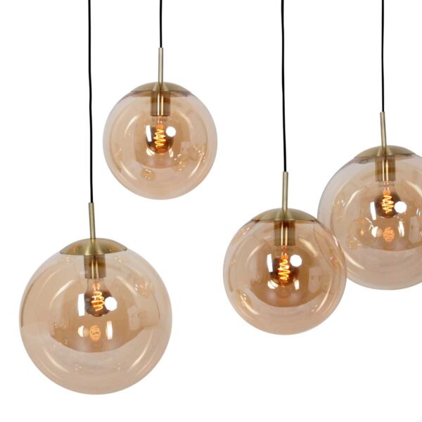 Steinhauer Bollique hanglamp – In hoogte verstelbaar – E27 (grote fitting) – amberkleurig en zwart - Image 4