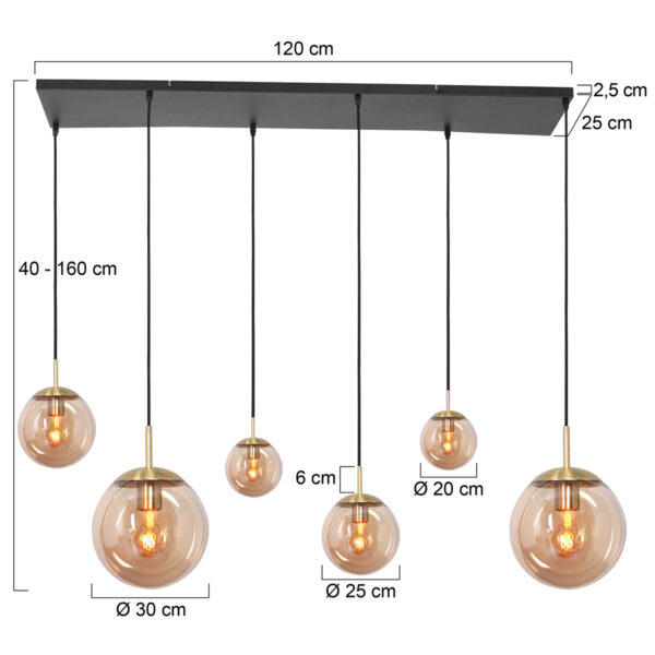 Steinhauer Bollique hanglamp – In hoogte verstelbaar – E27 (grote fitting) – amberkleurig en zwart - Image 6