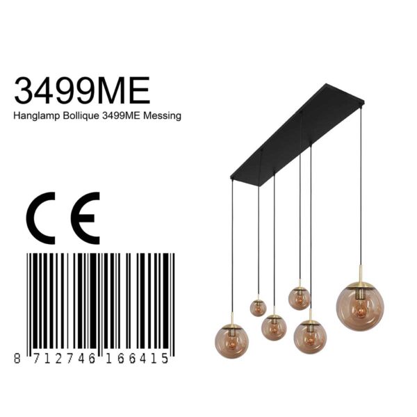 Steinhauer Bollique hanglamp – In hoogte verstelbaar – E27 (grote fitting) – amberkleurig en zwart - Image 7