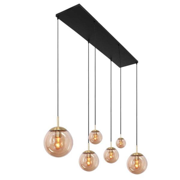 Steinhauer Bollique hanglamp – In hoogte verstelbaar – E27 (grote fitting) – amberkleurig en zwart - Image 9