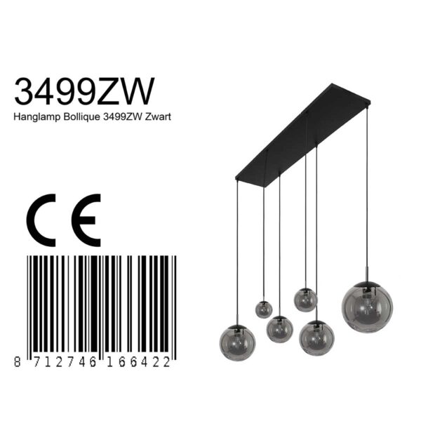 Steinhauer Bollique hanglamp – In hoogte verstelbaar – E27 (grote fitting) – smokeglas en zwart - Image 7