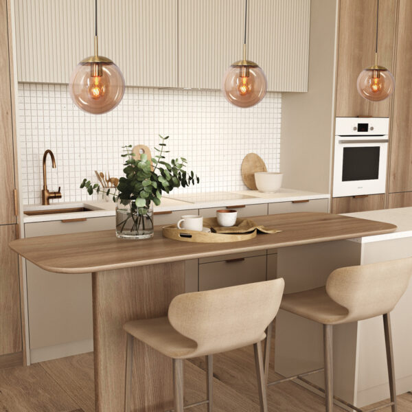 Steinhauer Bollique hanglamp – In hoogte verstelbaar – E27 (grote fitting) – [amberkleurig] en messing en zwart - Image 2