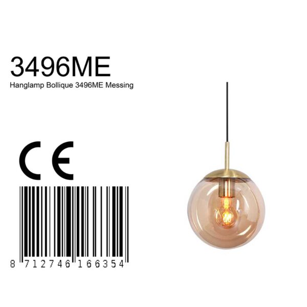 Steinhauer Bollique hanglamp – In hoogte verstelbaar – E27 (grote fitting) – [amberkleurig] en messing en zwart - Image 7