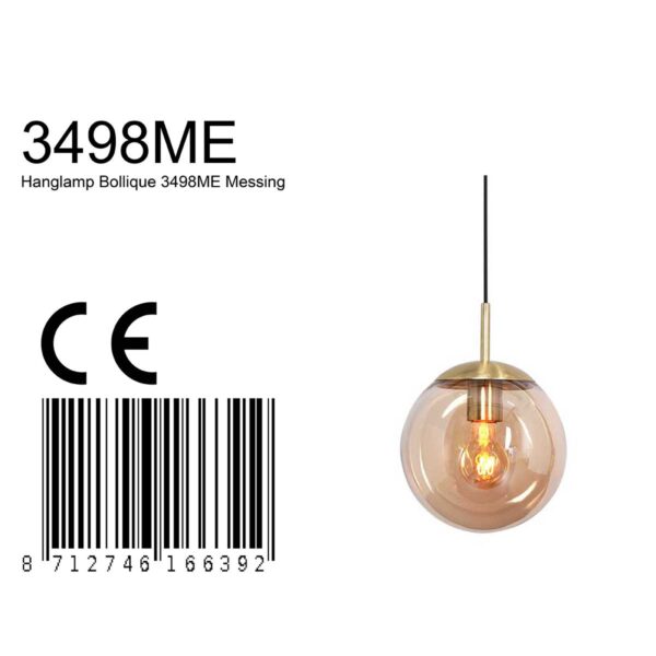 Steinhauer Bollique hanglamp – In hoogte verstelbaar – E27 (grote fitting) – amberkleurig en messing en zwart - Image 6